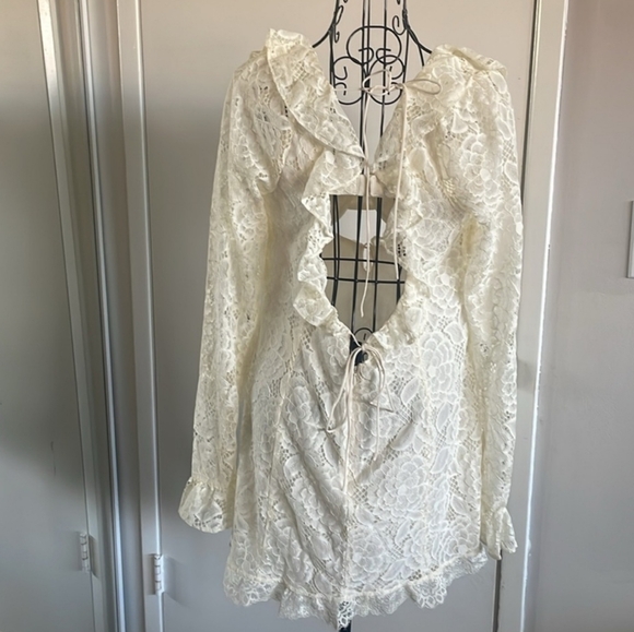 🍋For Love and Lemons Tulip White Lace Mini Dress w/Matching Bra - XL - Picture 14 of 16